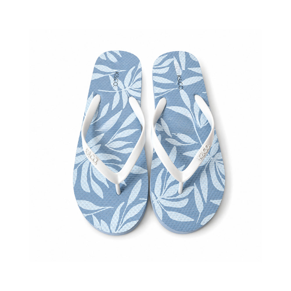 K&Co. Sunset Spritz Series Printed Thongs - BLUE FERN